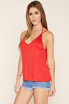 Forever21 Women's  Red Heathered Strappy Cami