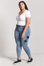 Forever21 Plus Size Embroidered Floral Jeans
