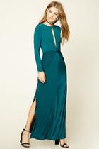 Forever21 Women's  Teal Twist-front Maxi Dress
