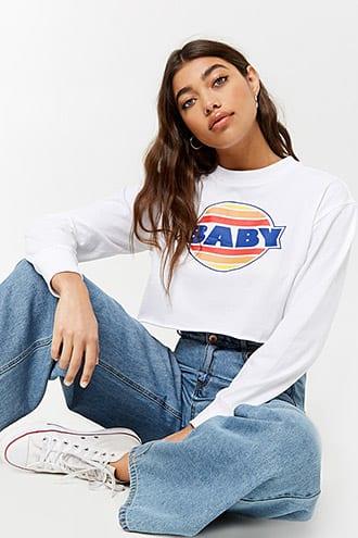 Forever21 Baby Rolled Hem Crop Top