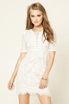 Forever21 Women's  Ivory Floral Lace Mini Dress