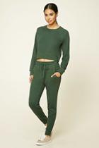 Forever21 Women's  Hunter Green French Terry Knit Sweatpants