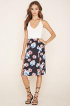 Forever21 Women's  Floral Print M-slit Skirt