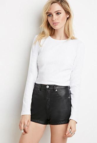 Forever21 Textured Zip-back Crop Top