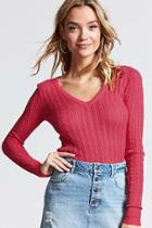 Forever21 Cable Knit V-neck Sweater