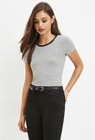 Forever21 Women's  Cream & Navy Striped T-shirt