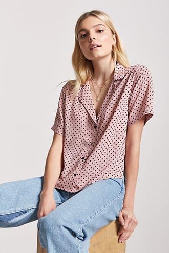 Forever21 Polka Dot Button-front Shirt