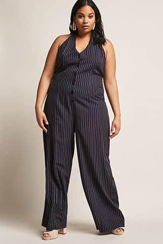 Forever21 Plus Size Eta Pinstripe Jumpsuit