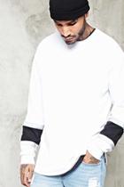 21 Men Men's  White & Black Reflective-stripe Pullover