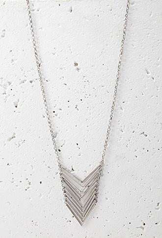 Forever21 Longline Chevron Pendant Necklace (b.silver)