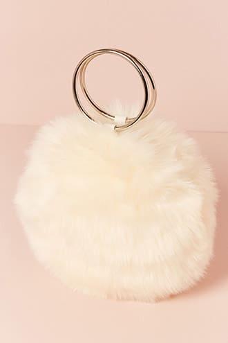Forever21 Faux Fur Round O-ring Clutch
