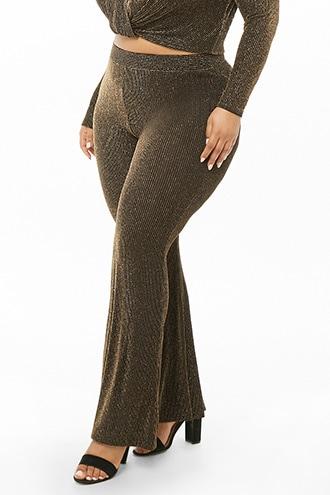 Forever21 Plus Size Glitter Striped Flare Pants