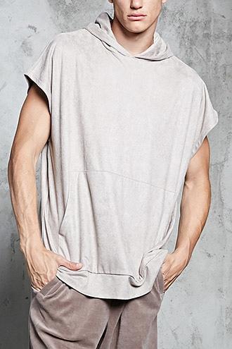 Forever21 Faux Suede Cap-sleeve Hoodie