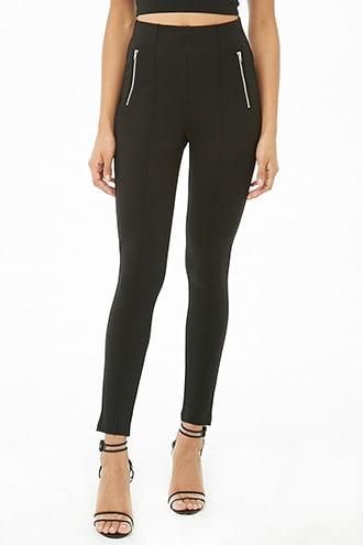 Forever21 Zippered Pintuck Leggings