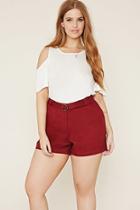 Forever21 Plus Women's  Rust Plus Size D-ring Shorts