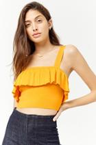Forever21 Flounce Sweater-knit Crop Top