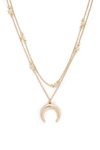 Forever21 Crescent Moon Pendant & Star Charm Layered Necklace