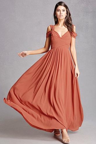 Forever21 V-neck Pleated Maxi Dress