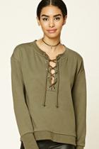 Forever21 Women's  Lace-front Sweatshirt