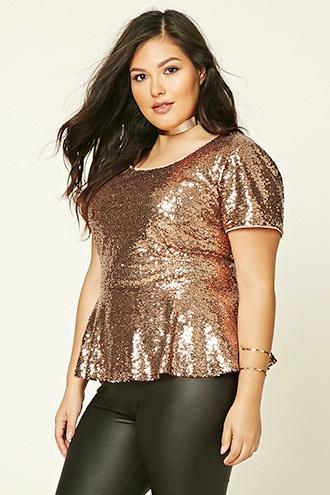 Forever21 Plus Women's  Plus Size Sequin Peplum Top