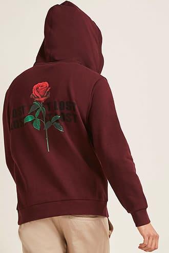 Forever21 Fleece Lost Rose Hoodie