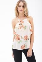 Forever21 Women's  Floral Chiffon Halter Top