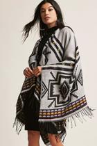 Forever21 Woven Heart Fringe Poncho