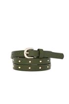 Forever21 Olive Studded Skinny Belt