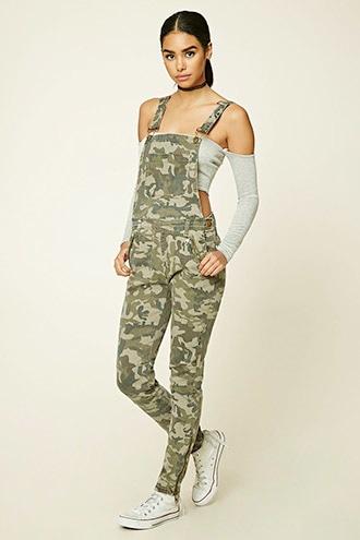 Forever21 Women's  Camo Print Overalls