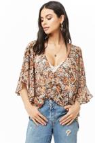 Forever21 Sheer Floral High-low Top