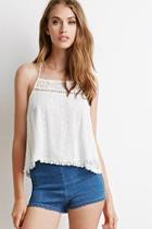 Forever21 Embroidered Crepe Crisscross Cami