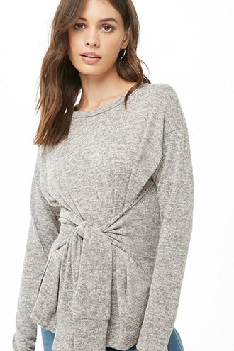 Forever21 Marled Self-tie Sleeve Top