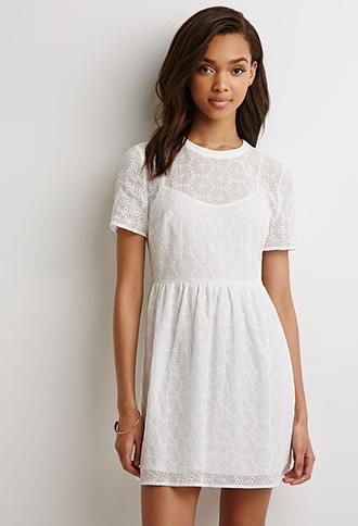 Forever21 Floral Embroidered Fit & Flare Dress