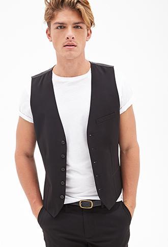 21 Men 21 Men Classic Woven Vest Black Small