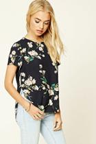 Forever21 Women's  Floral Print Dolphin Hem Top
