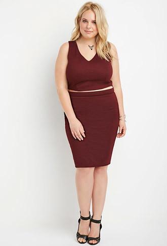 Forever21 Plus Textured Pencil Skirt