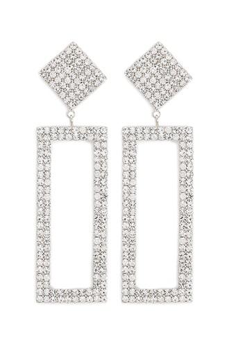 Forever21 Rhinestone Drop Rectangle Earrings