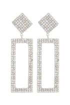 Forever21 Rhinestone Drop Rectangle Earrings