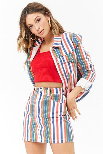 Forever21 Multistriped Denim Mini Skirt