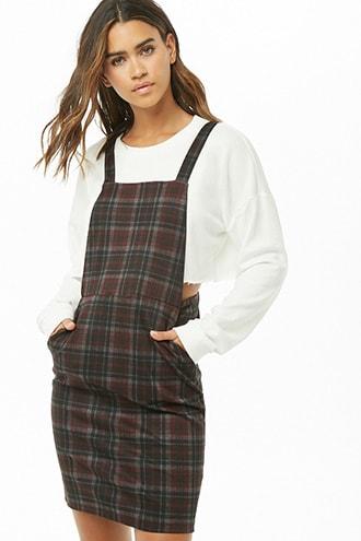 Forever21 Plaid Overall Mini Dress
