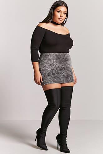 Forever21 Sheeny Over-the-knee Sock Boots - Wide Fit