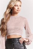 Forever21 Metallic Knit Mock Neck Top