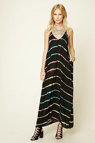 Forever21 Women's  Tie-dye Pocketed Maxi Dress