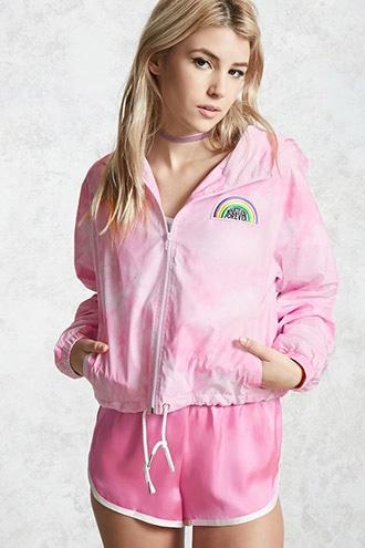 Forever21 Rainbow Patch Windbreaker