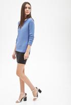 Forever21 Women's  Honeycomb-quilted Sweater (blue)