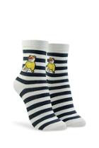 Forever21 Bulldog Graphic Striped Crew Socks