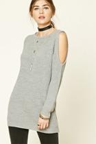 Forever21 Women's  Longline Open-shoulder Sweater