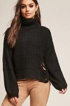 Forever21 Distressed Sweater-knit Top