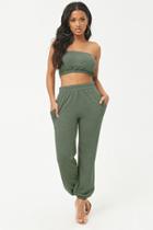 Forever21 French Terry Bandeau Top & Sweatpants Set