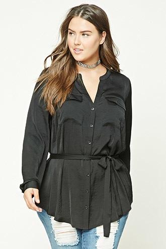 Forever21 Plus Size Textured Satin Shirt